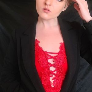 Red lace bodysuit